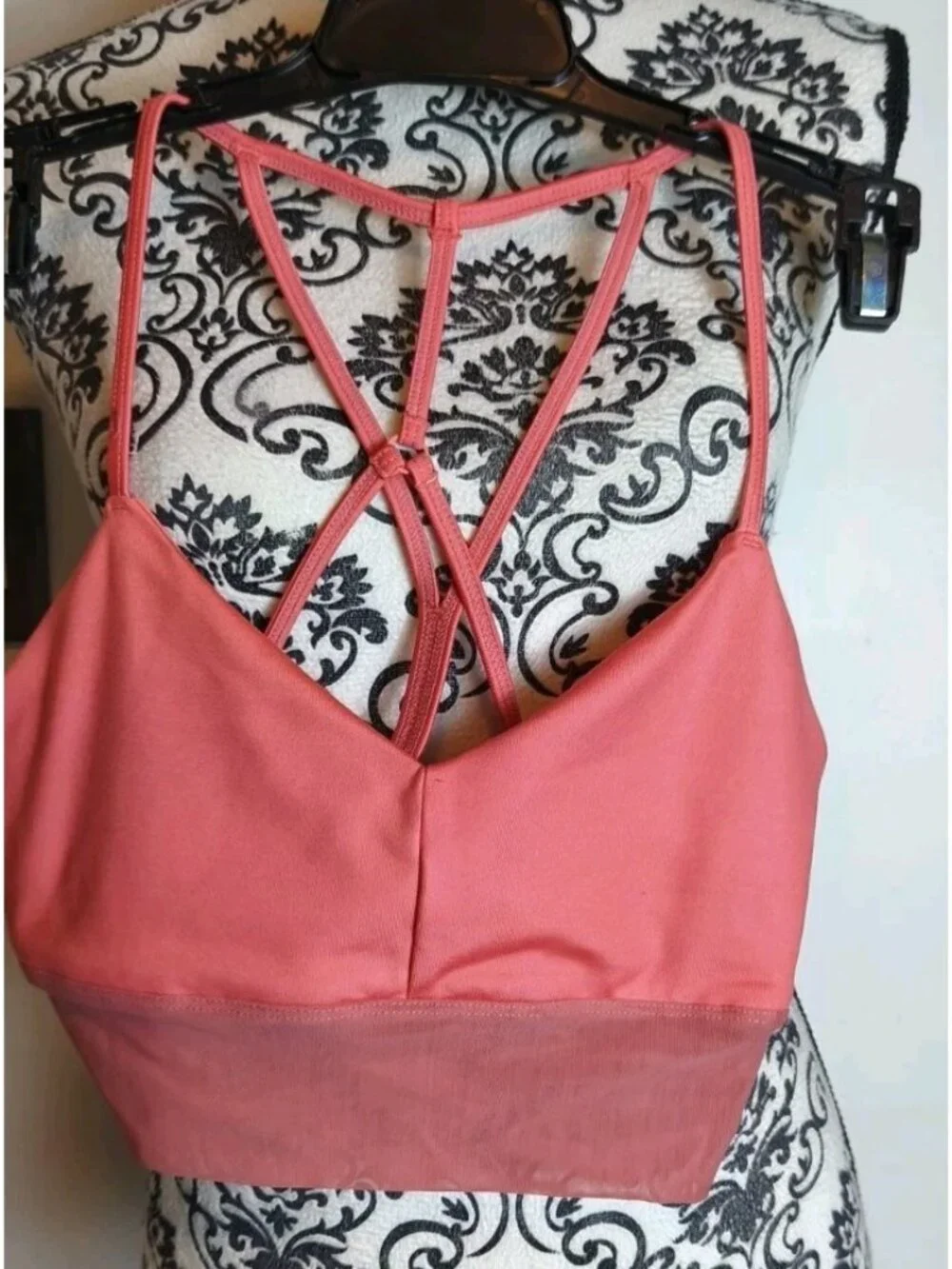 Alo Yoga Strappy Bralette Sports Bra XS Coral Rust Criss Cross Back Crop Top